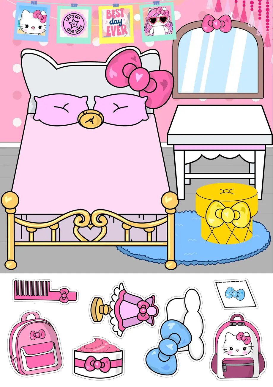 Habitación y accesorios de casita interactiva