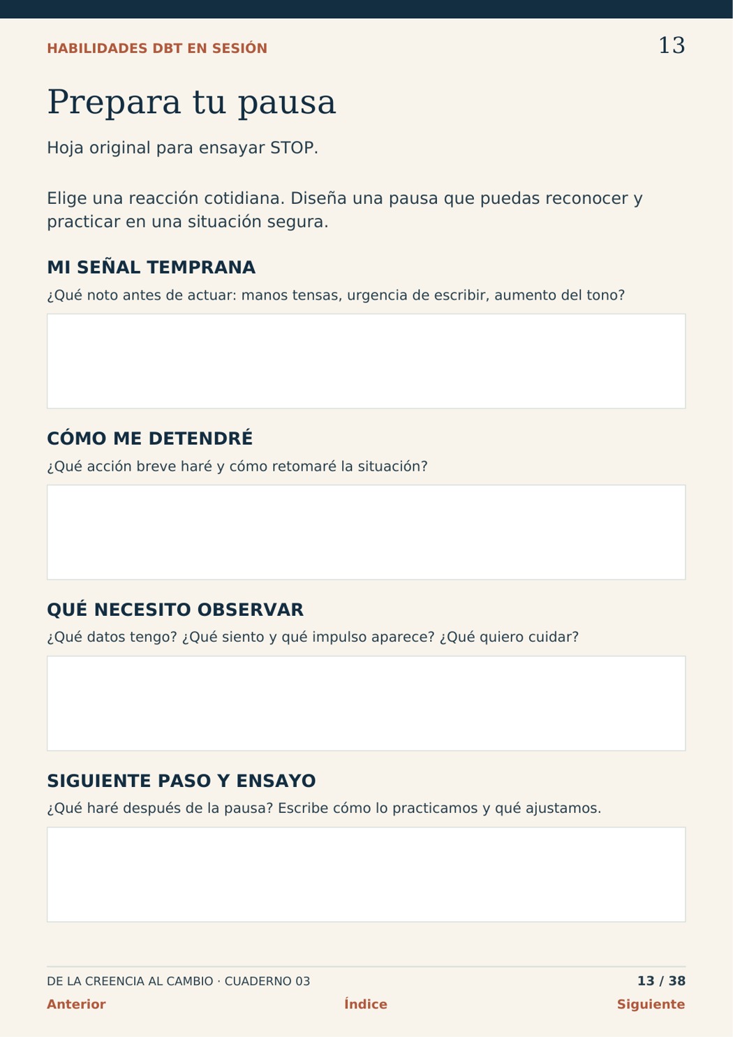 DBT: prepara tu pausa