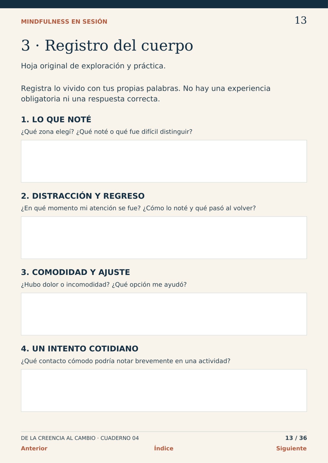 Mindfulness: registro del cuerpo